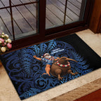 New Zealand Christmas Rubber Doormat Santa Riding Kiwi Bird Silver Fern
