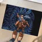 New Zealand Christmas Rubber Doormat Santa Riding Kiwi Bird Silver Fern