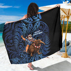 New Zealand Christmas Sarong Santa Riding Kiwi Bird Silver Fern