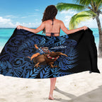New Zealand Christmas Sarong Santa Riding Kiwi Bird Silver Fern