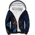 New Zealand Christmas Sherpa Hoodie Santa Riding Kiwi Bird Silver Fern