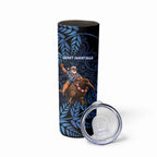 New Zealand Christmas Skinny Tumbler Santa Riding Kiwi Bird Silver Fern