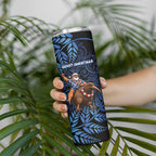 New Zealand Christmas Skinny Tumbler Santa Riding Kiwi Bird Silver Fern