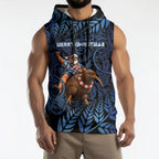 New Zealand Christmas Sleeveless Hoodie Santa Riding Kiwi Bird Silver Fern