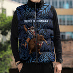 New Zealand Christmas Sleeveless Puffer Jacket Santa Riding Kiwi Bird Silver Fern
