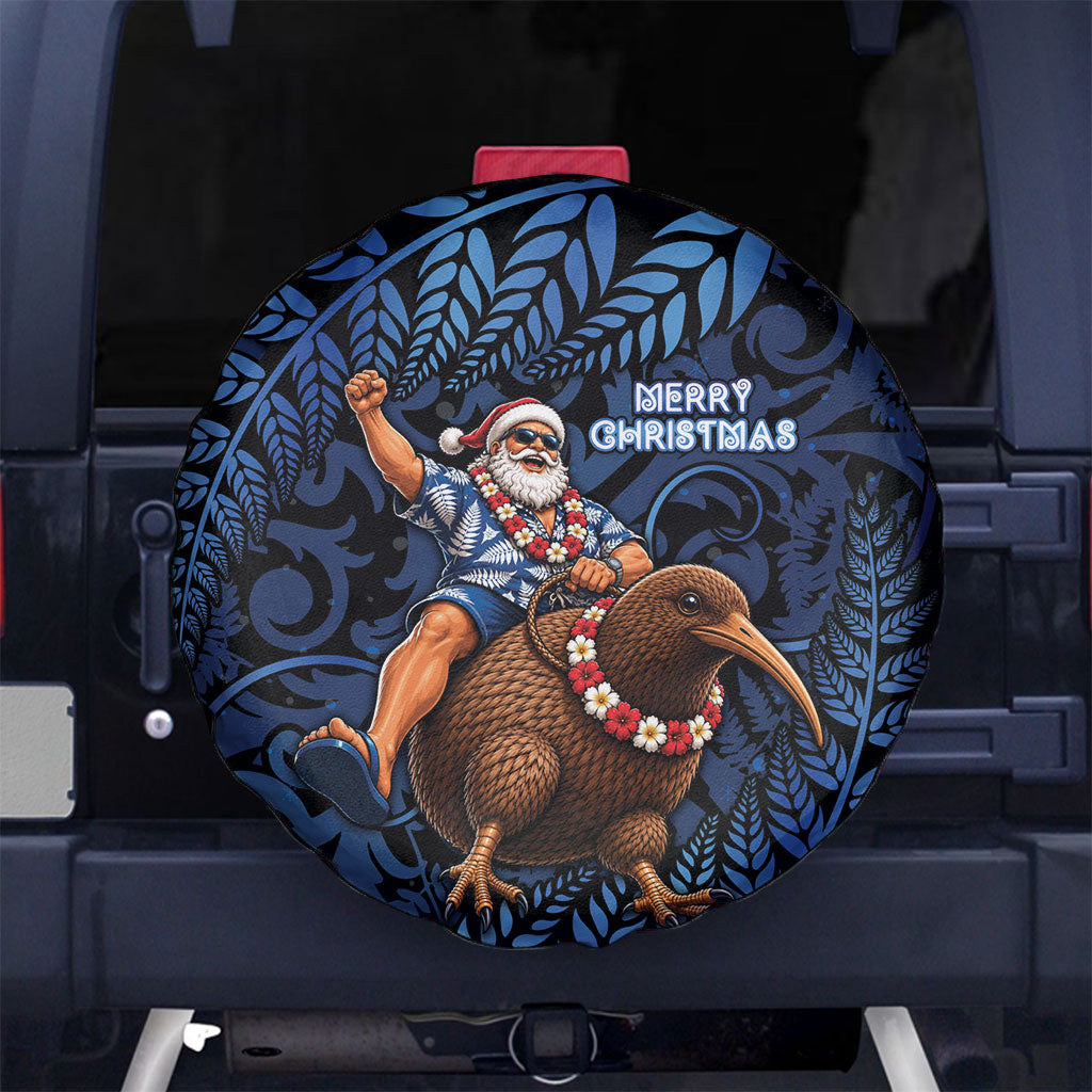New Zealand Christmas Spare Tire Cover Santa Riding Kiwi Bird Silver Fern