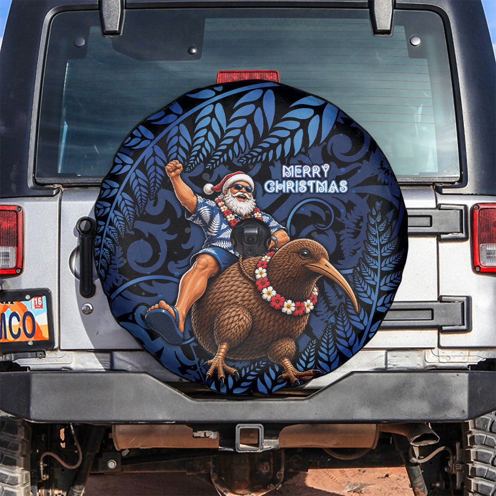 New Zealand Christmas Spare Tire Cover Santa Riding Kiwi Bird Silver Fern