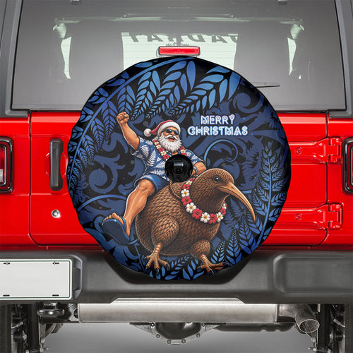 New Zealand Christmas Spare Tire Cover Santa Riding Kiwi Bird Silver Fern