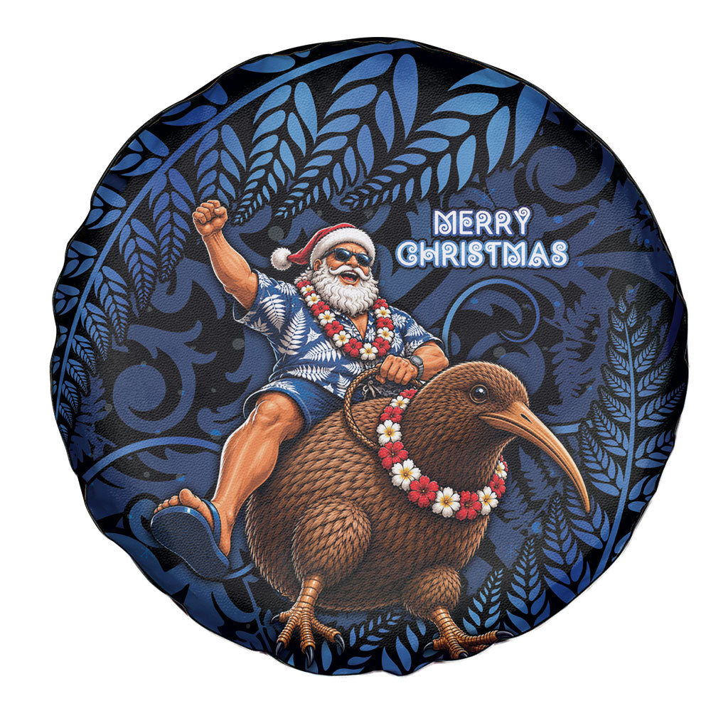 New Zealand Christmas Spare Tire Cover Santa Riding Kiwi Bird Silver Fern