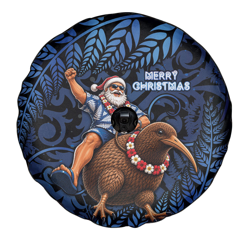 New Zealand Christmas Spare Tire Cover Santa Riding Kiwi Bird Silver Fern