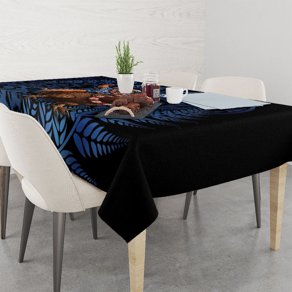 New Zealand Christmas Tablecloth Santa Riding Kiwi Bird Silver Fern