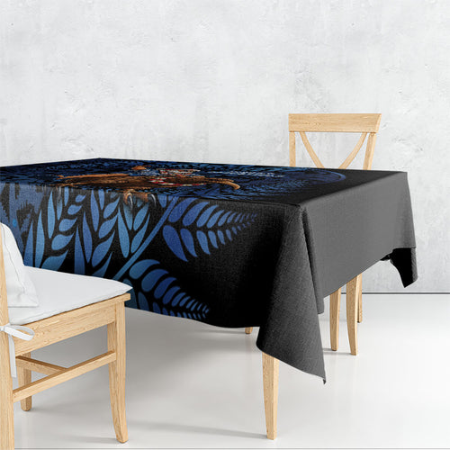 New Zealand Christmas Tablecloth Santa Riding Kiwi Bird Silver Fern