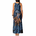 New Zealand Christmas Tank Maxi Dress Santa Riding Kiwi Bird Silver Fern