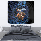 New Zealand Christmas Tapestry Santa Riding Kiwi Bird Silver Fern