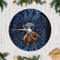 New Zealand Christmas Tree Skirt Santa Riding Kiwi Bird Silver Fern