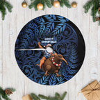 New Zealand Christmas Tree Skirt Santa Riding Kiwi Bird Silver Fern
