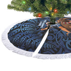 New Zealand Christmas Tree Skirt Santa Riding Kiwi Bird Silver Fern