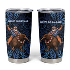 New Zealand Christmas Tumbler Cup Santa Riding Kiwi Bird Silver Fern