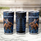 New Zealand Christmas Tumbler Cup Santa Riding Kiwi Bird Silver Fern