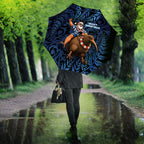 New Zealand Christmas Umbrella Santa Riding Kiwi Bird Silver Fern
