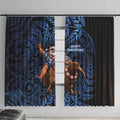 New Zealand Christmas Window Curtain Santa Riding Kiwi Bird Silver Fern
