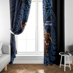 New Zealand Christmas Window Curtain Santa Riding Kiwi Bird Silver Fern