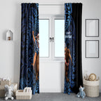New Zealand Christmas Window Curtain Santa Riding Kiwi Bird Silver Fern
