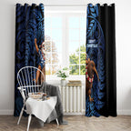 New Zealand Christmas Window Curtain Santa Riding Kiwi Bird Silver Fern