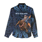 New Zealand Christmas Women Casual Shirt Santa Riding Kiwi Bird Silver Fern