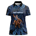 New Zealand Christmas Women Polo Shirt Santa Riding Kiwi Bird Silver Fern