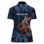 New Zealand Christmas Women Polo Shirt Santa Riding Kiwi Bird Silver Fern