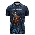 New Zealand Christmas Zipper Polo Shirt Santa Riding Kiwi Bird Silver Fern
