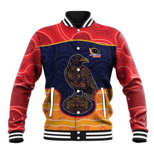 Custom Adelaide Football Club Baseball Jacket Crow Spirit Animal