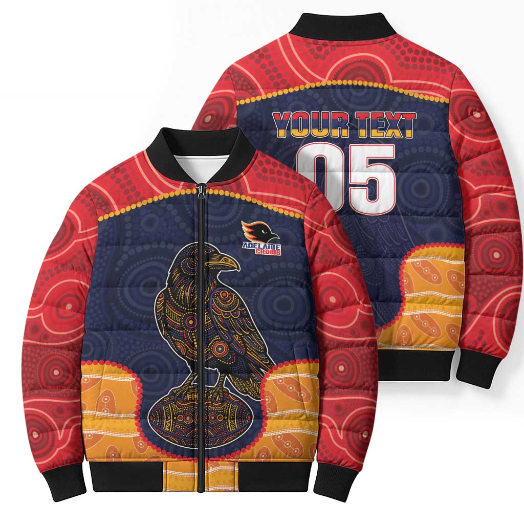 Custom Adelaide Football Club Bomber Puffer Jacket Crow Spirit Animal