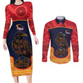 Custom Adelaide Football Club Couples Matching Long Sleeve Bodycon Dress and Long Sleeve Button Shirt Crow Spirit Animal