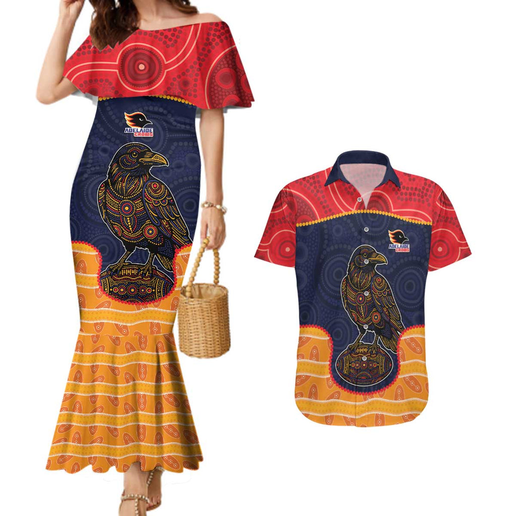 Custom Adelaide Football Club Couples Matching Mermaid Dress and Hawaiian Shirt Crow Spirit Animal