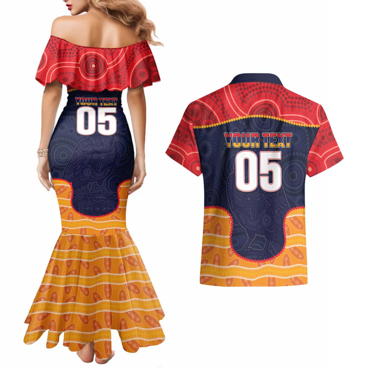 Custom Adelaide Football Club Couples Matching Mermaid Dress and Hawaiian Shirt Crow Spirit Animal