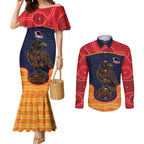 Custom Adelaide Football Club Couples Matching Mermaid Dress and Long Sleeve Button Shirt Crow Spirit Animal