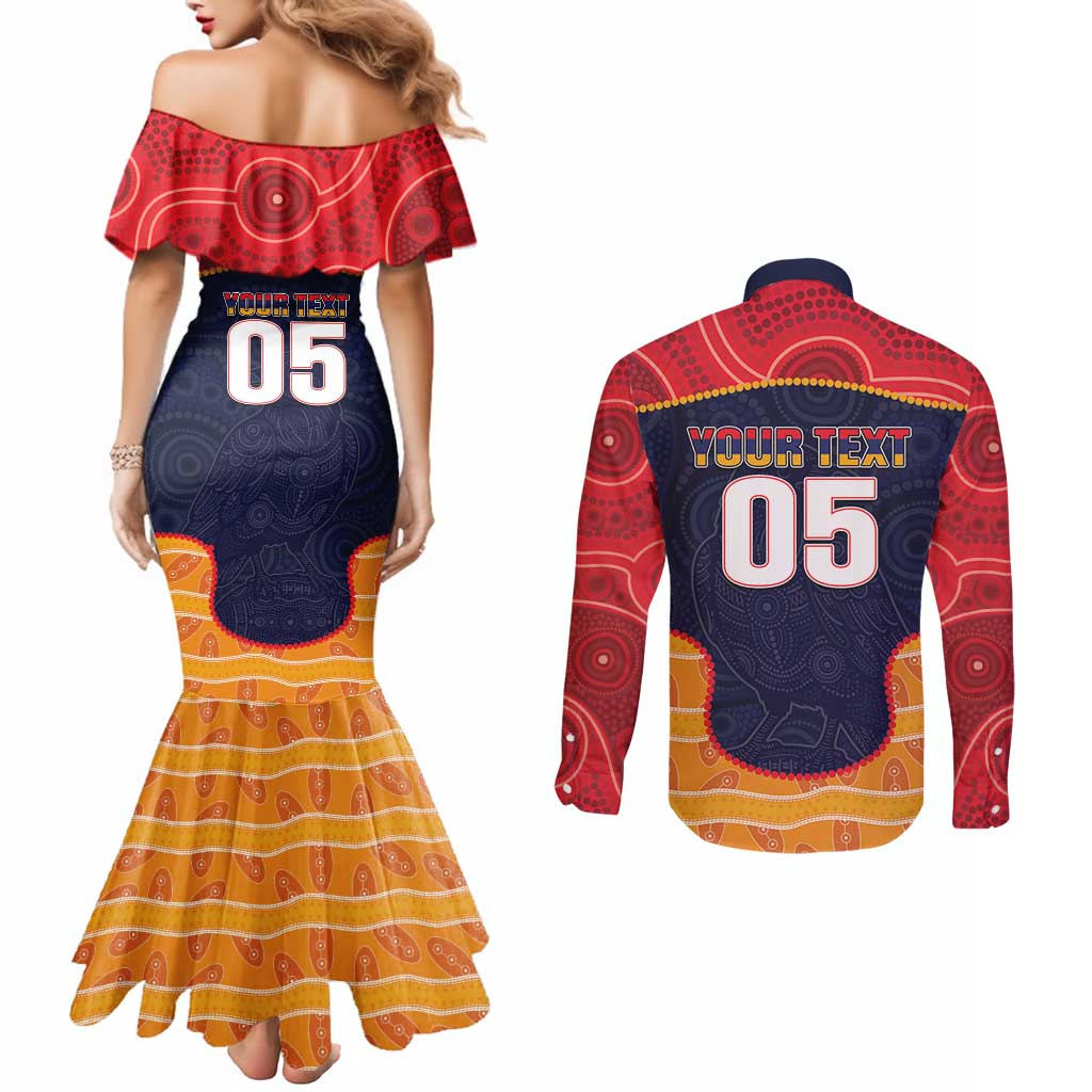 Custom Adelaide Football Club Couples Matching Mermaid Dress and Long Sleeve Button Shirt Crow Spirit Animal
