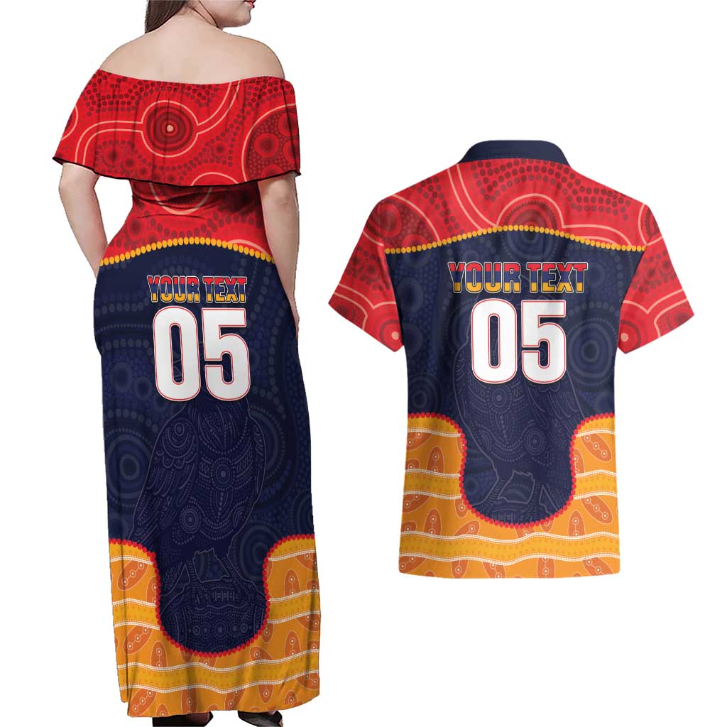 Custom Adelaide Football Club Couples Matching Off Shoulder Maxi Dress and Hawaiian Shirt Crow Spirit Animal