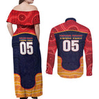 Custom Adelaide Football Club Couples Matching Off Shoulder Maxi Dress and Long Sleeve Button Shirt Crow Spirit Animal