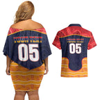 Custom Adelaide Football Club Couples Matching Off Shoulder Short Dress and Hawaiian Shirt Crow Spirit Animal