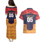 Custom Adelaide Football Club Couples Matching Puletasi and Hawaiian Shirt Crow Spirit Animal