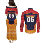 Custom Adelaide Football Club Couples Matching Puletasi and Long Sleeve Button Shirt Crow Spirit Animal