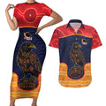 Custom Adelaide Football Club Couples Matching Short Sleeve Bodycon Dress and Hawaiian Shirt Crow Spirit Animal