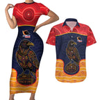 Custom Adelaide Football Club Couples Matching Short Sleeve Bodycon Dress and Hawaiian Shirt Crow Spirit Animal