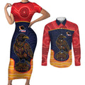 Custom Adelaide Football Club Couples Matching Short Sleeve Bodycon Dress and Long Sleeve Button Shirt Crow Spirit Animal