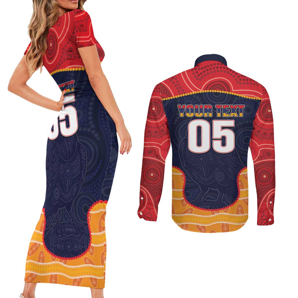 Custom Adelaide Football Club Couples Matching Short Sleeve Bodycon Dress and Long Sleeve Button Shirt Crow Spirit Animal