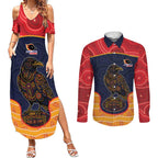 Custom Adelaide Football Club Couples Matching Summer Maxi Dress and Long Sleeve Button Shirt Crow Spirit Animal