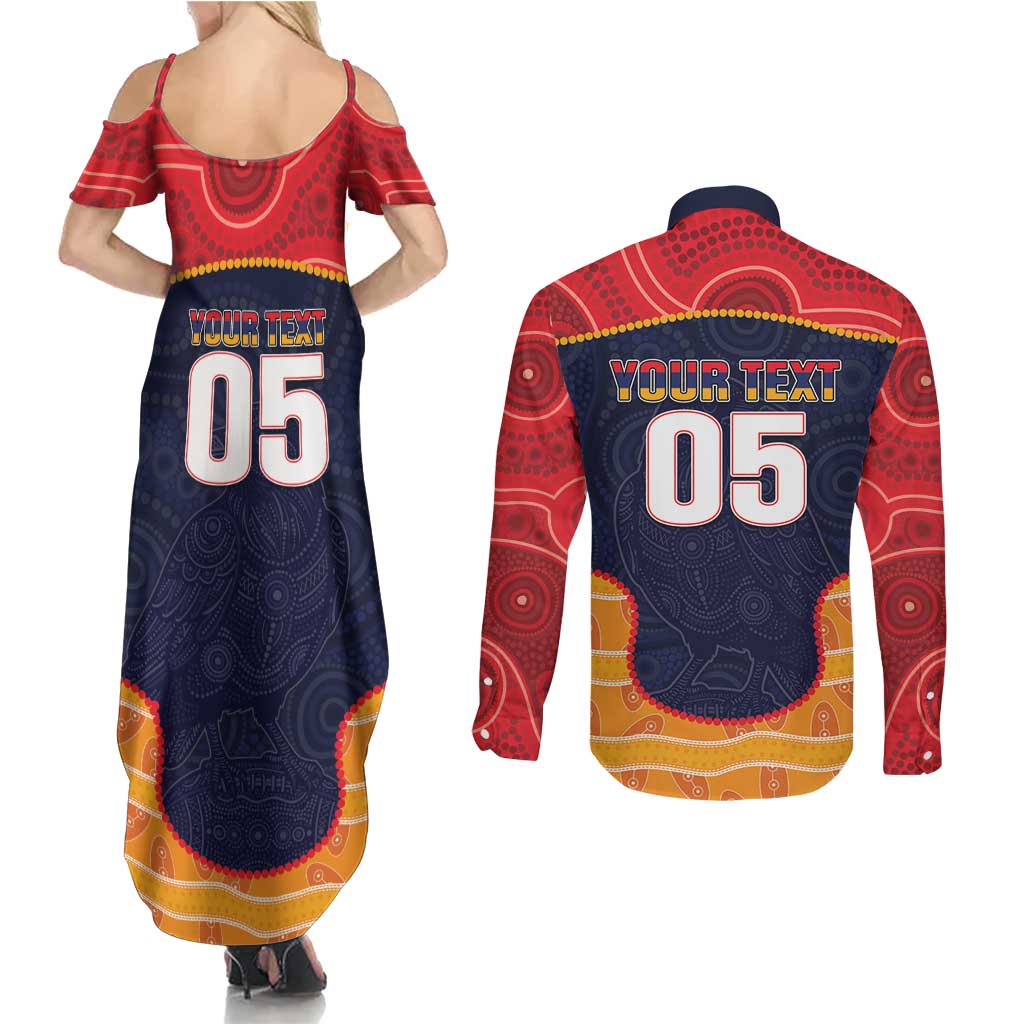 Custom Adelaide Football Club Couples Matching Summer Maxi Dress and Long Sleeve Button Shirt Crow Spirit Animal